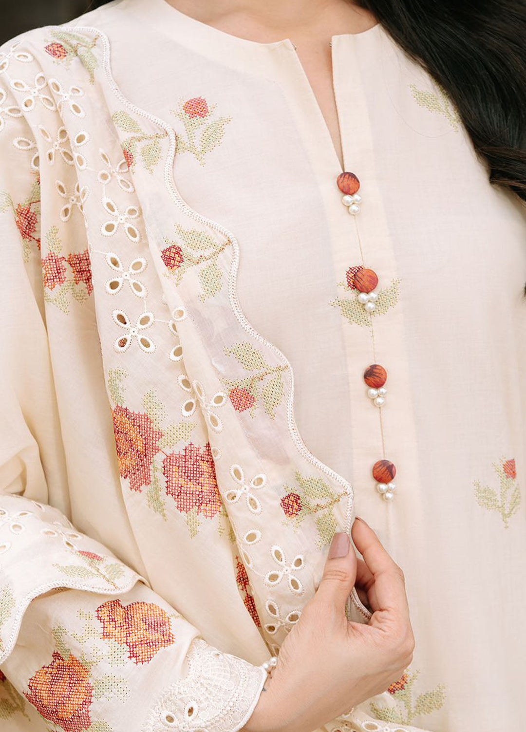 Cross Stitch Embroidered Cambric Suits Unstitched 3 Piece CS25MPU Sunset Orchard - Summer Collection