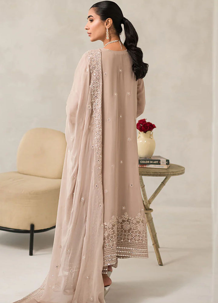 Cross Stitch Embroidered Chiffon Suits Unstitched 4 Piece CS24LA Maple Brown - Luxury Collection