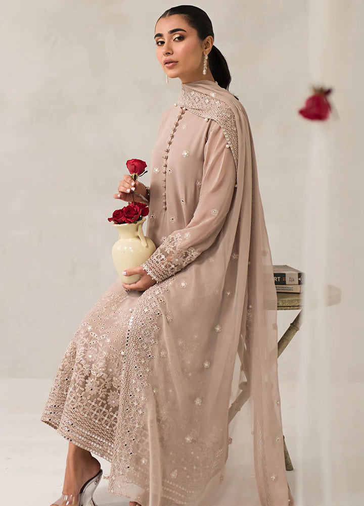 Cross Stitch Embroidered Chiffon Suits Unstitched 4 Piece CS24LA Maple Brown - Luxury Collection