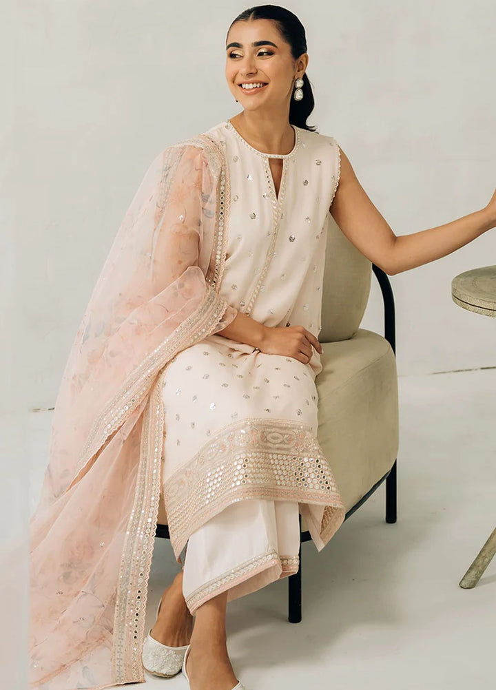 Cross Stitch Embroidered Chiffon Suits Unstitched 4 Piece CS24LA Pink Hue - Luxury Collection