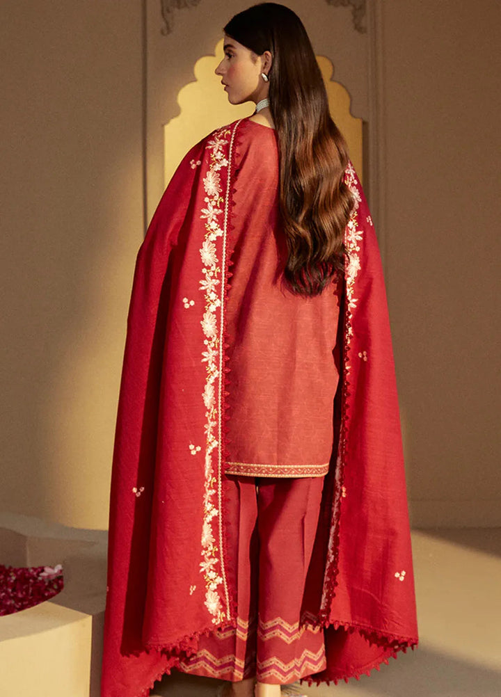 Cross Stitch Embroidered Khaddar Suits Unstitched 3 Piece CS24W Garnet Rime - Winter Collection