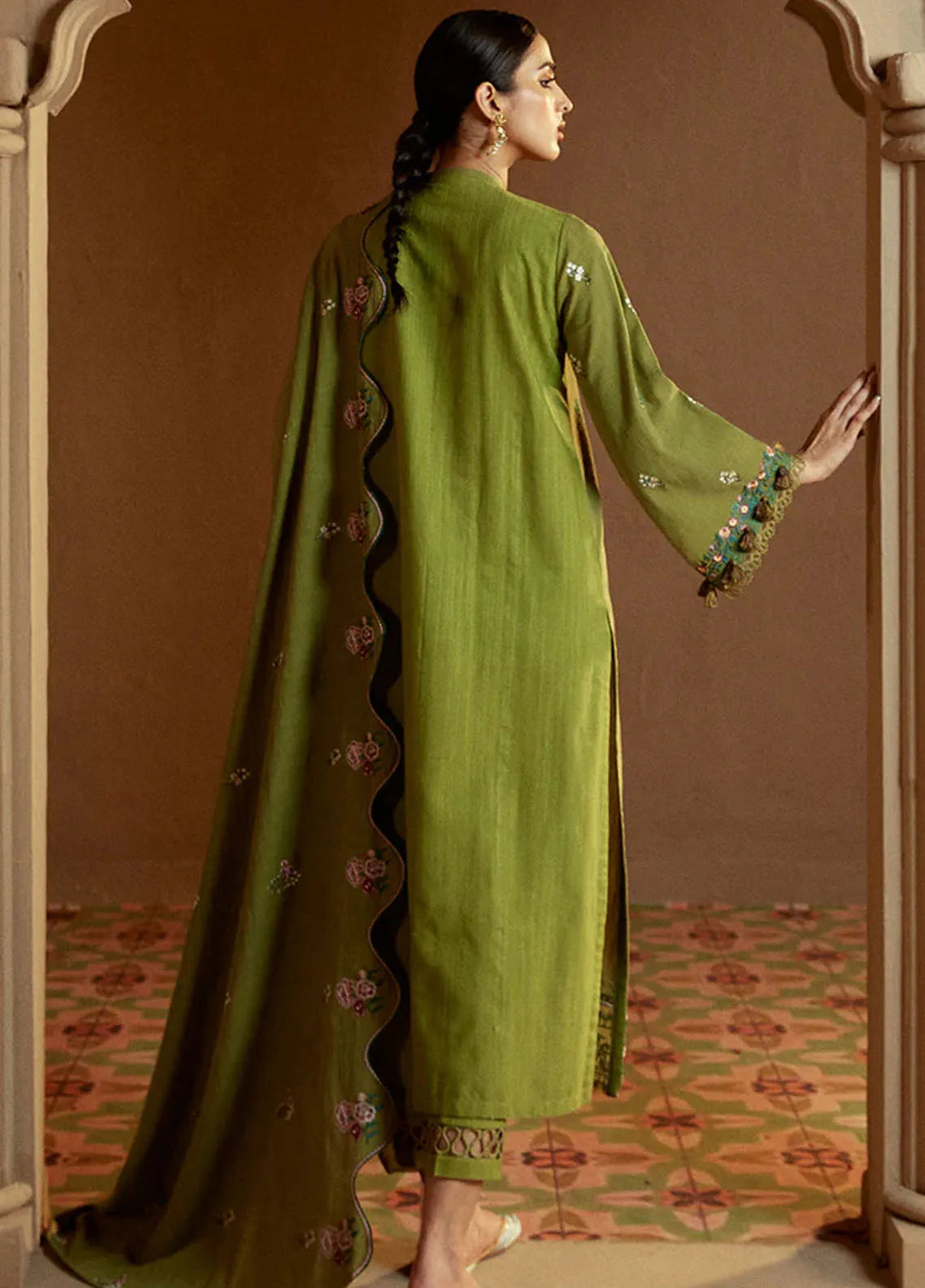 Cross Stitch Embroidered Khaddar Suits Unstitched 3 Piece CS24W Green Oasis - Winter Collection