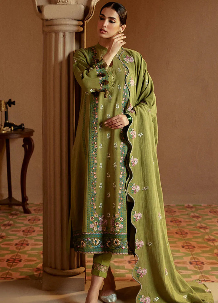 Cross Stitch Embroidered Khaddar Suits Unstitched 3 Piece CS24W Green Oasis - Winter Collection