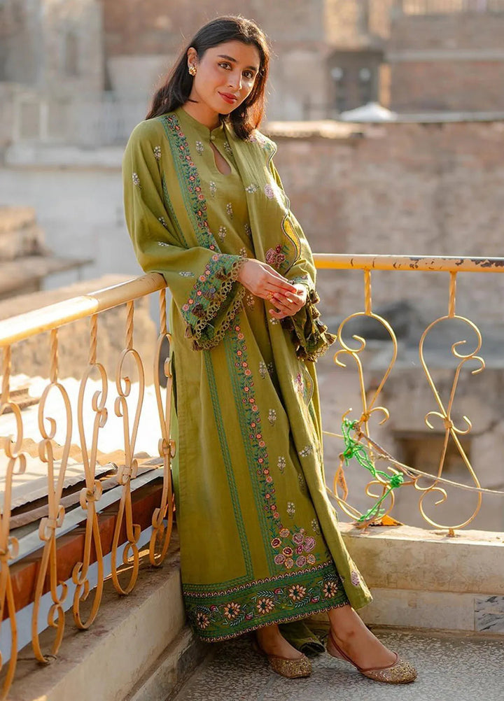 Cross Stitch Embroidered Khaddar Suits Unstitched 3 Piece CS24W Green Oasis - Winter Collection