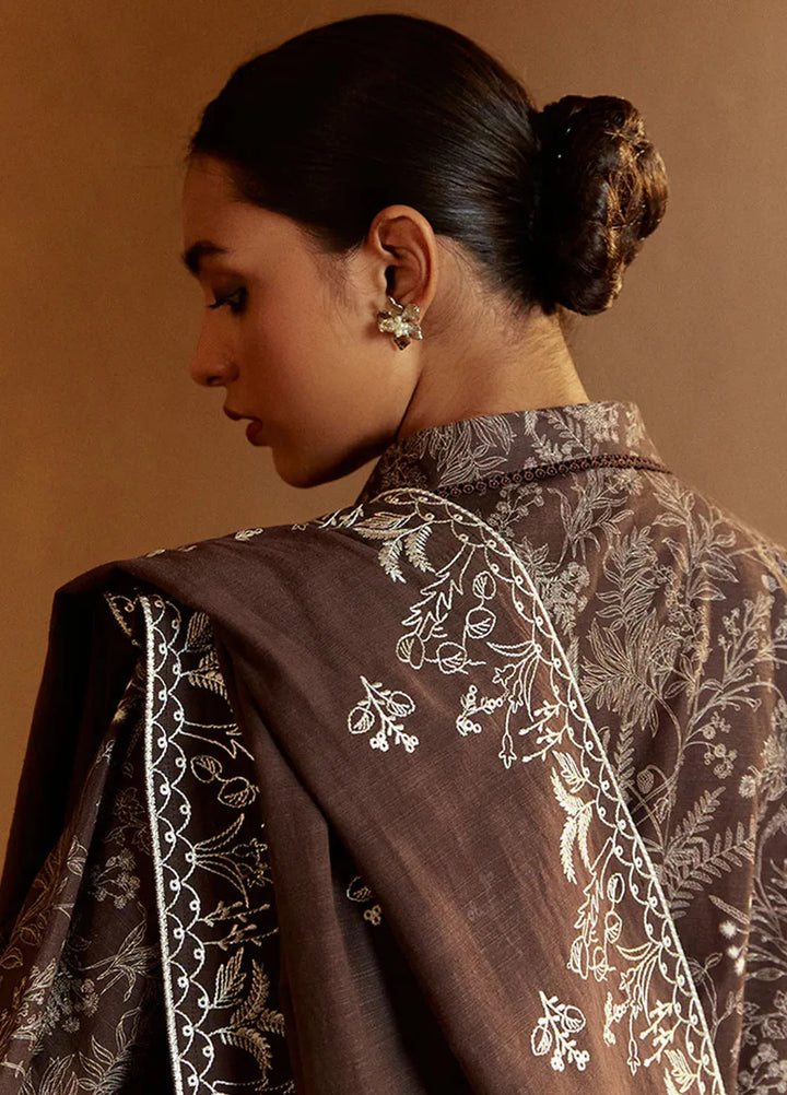 Cross Stitch Embroidered Khaddar Suits Unstitched 3 Piece CS24W Nutmeg Noir - Winter Collection