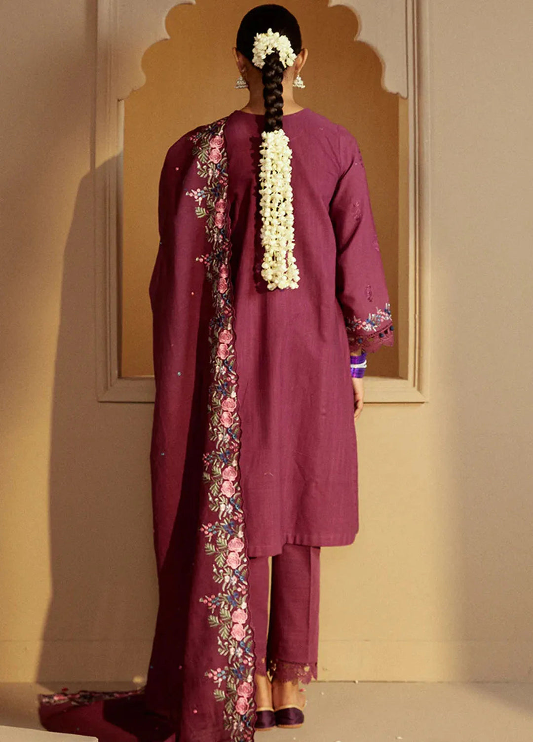 Cross Stitch Embroidered Khaddar Suits Unstitched 3 Piece CS24W Plum Radiance - Winter Collection