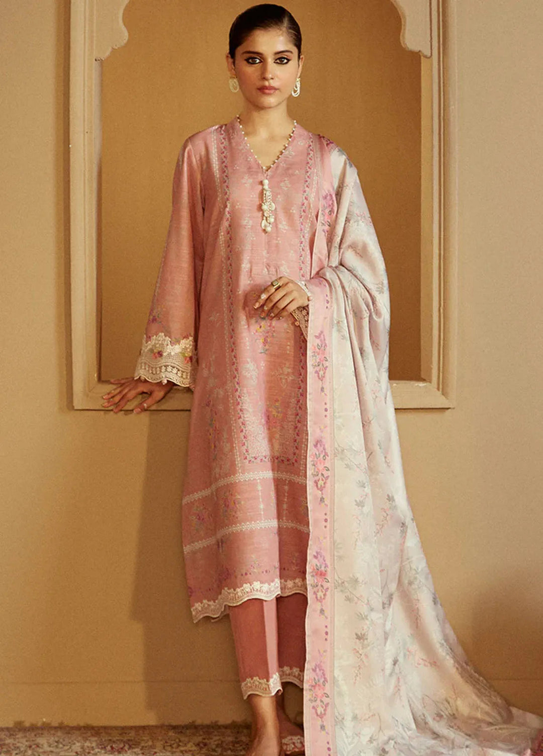 Cross Stitch Embroidered Khaddar Suits Unstitched 3 Piece CS24W Rosy Dew - Winter Collection
