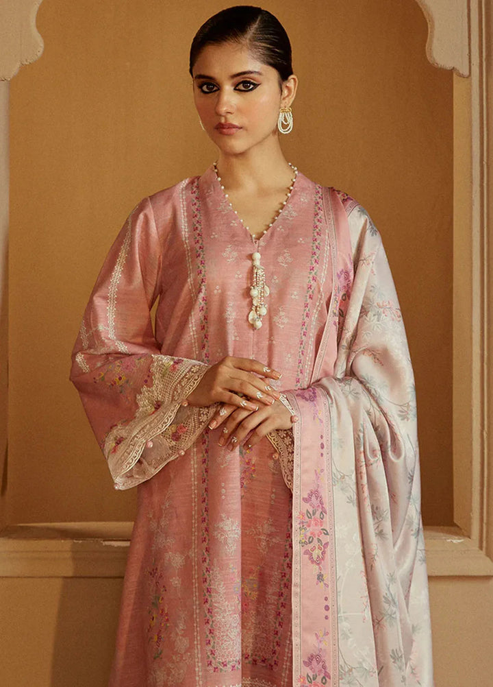 Cross Stitch Embroidered Khaddar Suits Unstitched 3 Piece CS24W Rosy Dew - Winter Collection