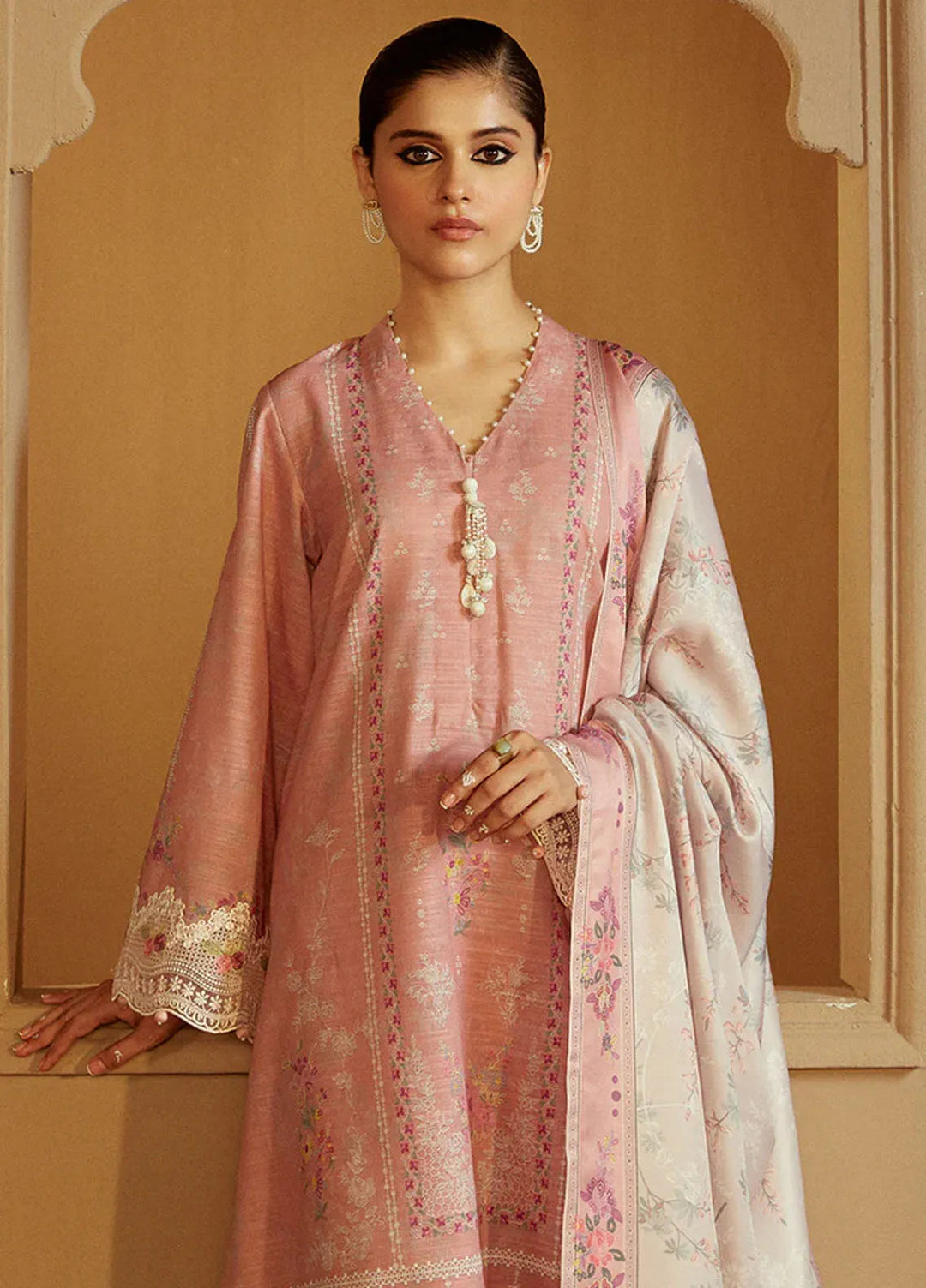 Cross Stitch Embroidered Khaddar Suits Unstitched 3 Piece CS24W Rosy Dew - Winter Collection