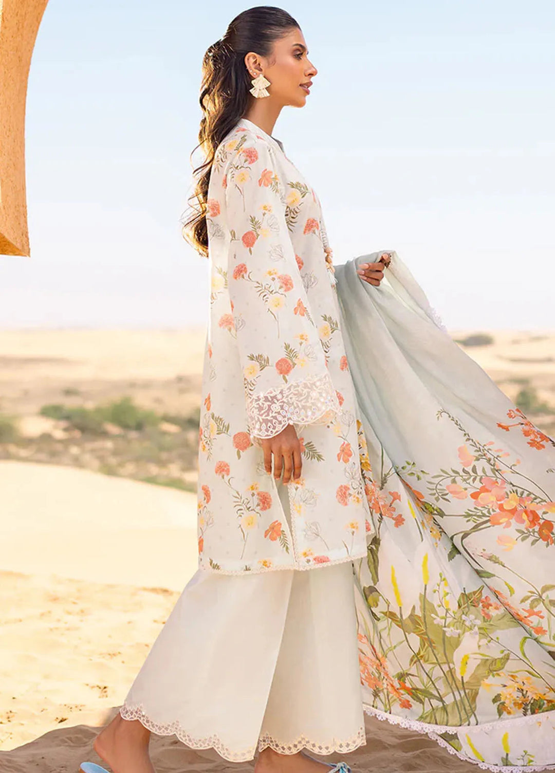 Cross Stitch Embroidered Lawn Suit Unstitched 3 Piece CS24EL2  Aqua Glaze - Summer Collection