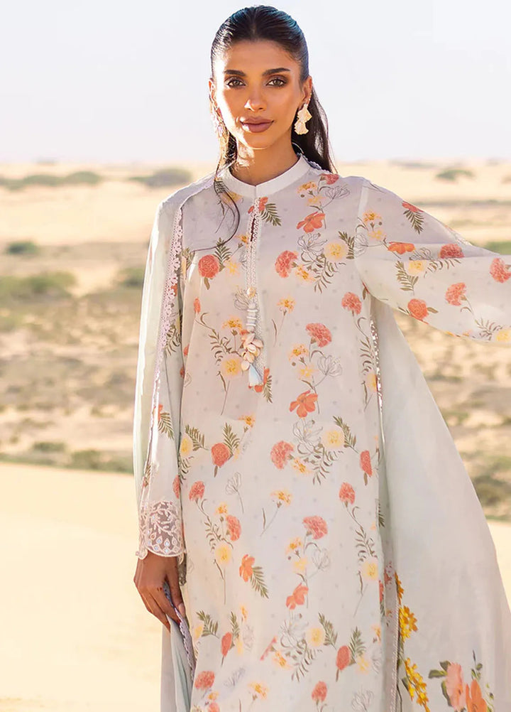 Cross Stitch Embroidered Lawn Suit Unstitched 3 Piece CS24EL2  Aqua Glaze - Summer Collection