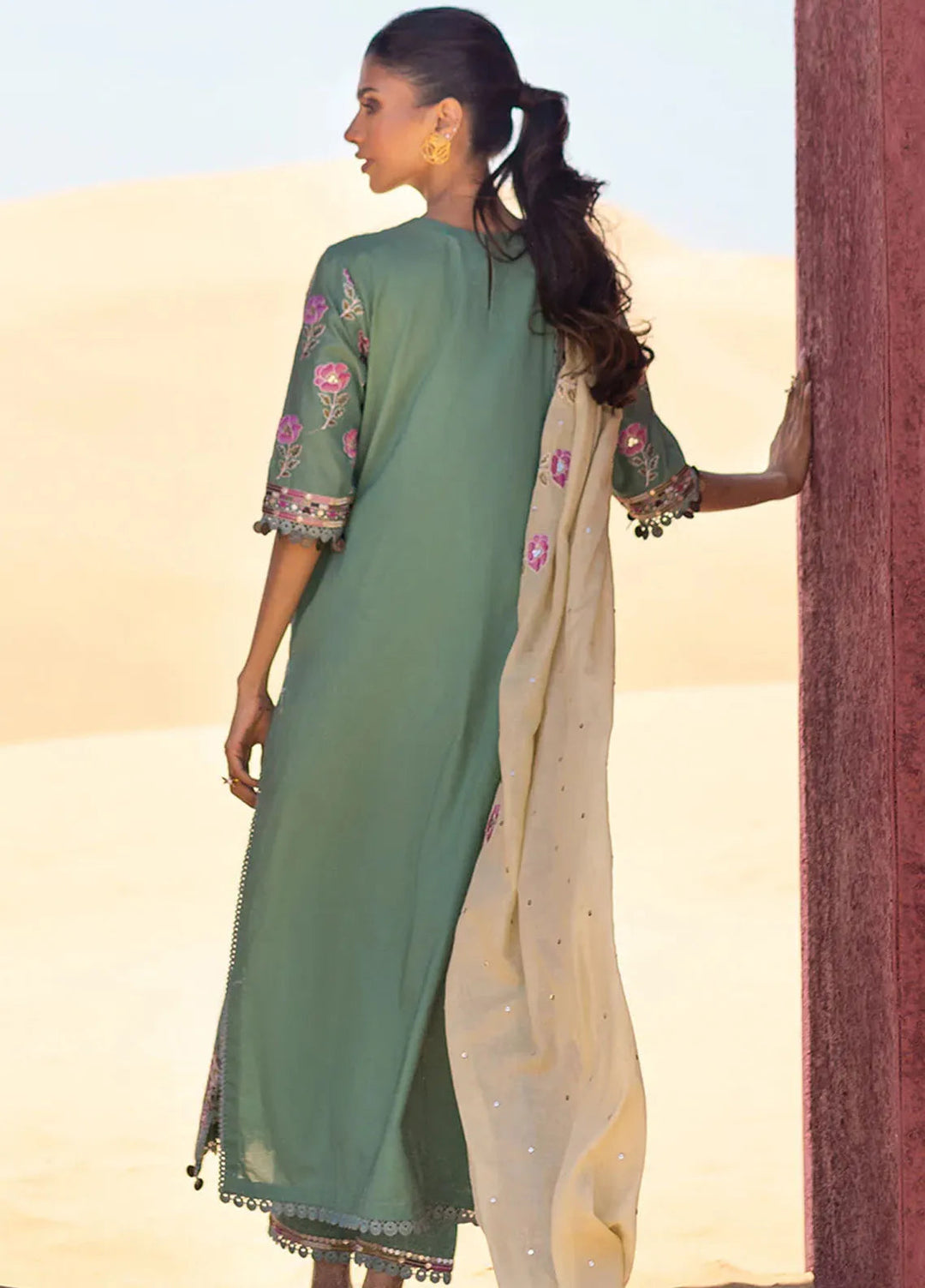 Cross Stitch Embroidered Lawn Suit Unstitched 3 Piece CS24EL2  Chartreuse Gold - Summer Collection