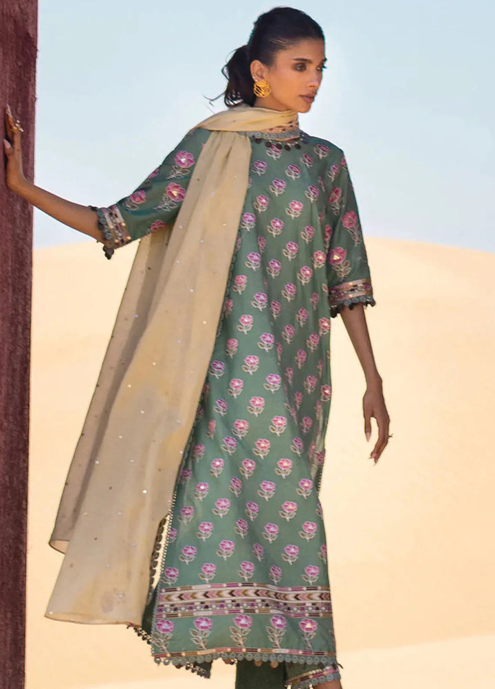 Cross Stitch Embroidered Lawn Suit Unstitched 3 Piece CS24EL2  Chartreuse Gold - Summer Collection