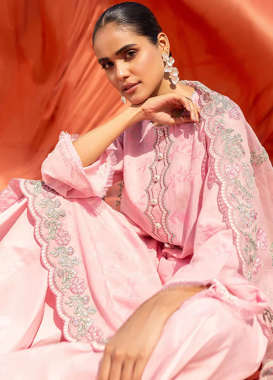 Cross Stitch Embroidered Cotton Jacquard Suit Unstitched 3 Piece CS24EL2  Cluster Glow - Summer Collection