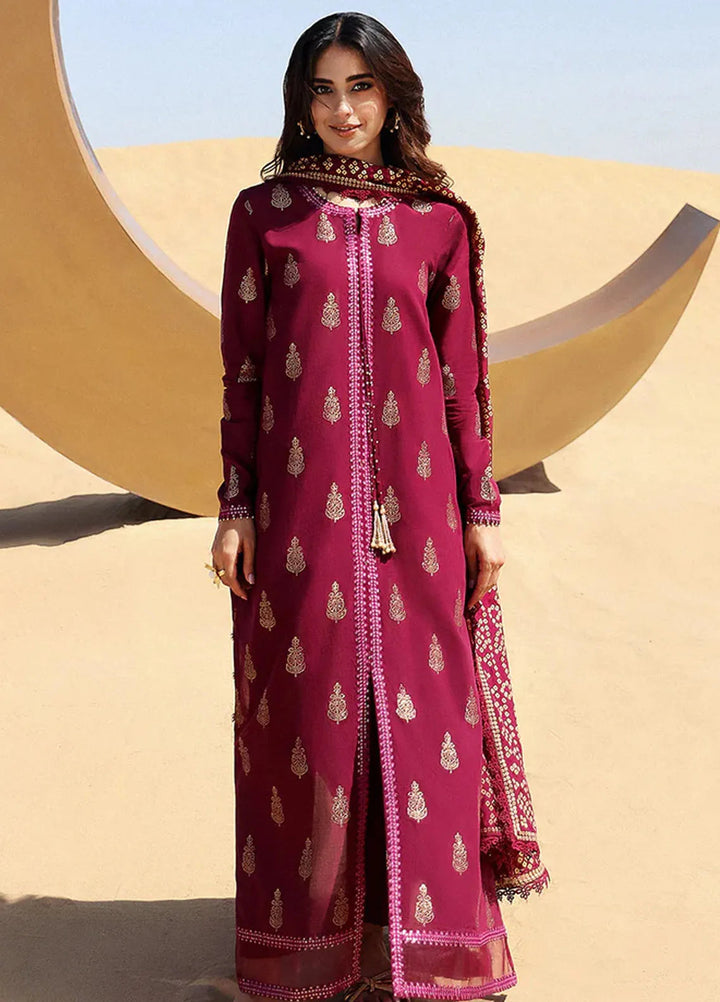 Cross Stitch Embroidered Cotton Jacquard Suit Unstitched 3 Piece CS24EL2  Crimson Aura - Summer Collection