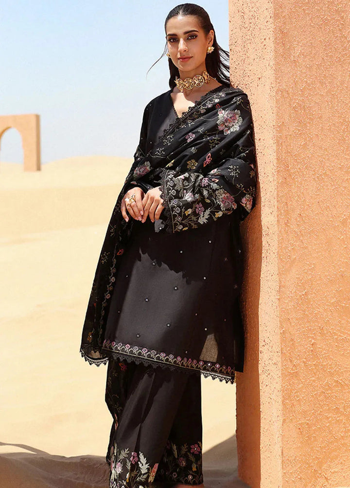 Cross Stitch Embroidered Lawn Suit Unstitched 3 Piece CS24EL2  Deep Shadow - Summer Collection