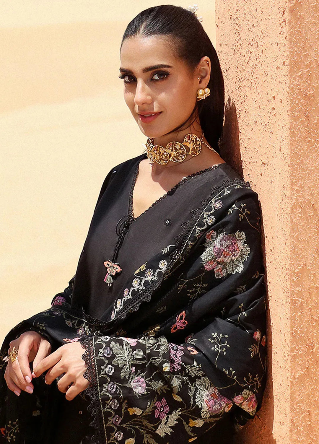 Cross Stitch Embroidered Lawn Suit Unstitched 3 Piece CS24EL2  Deep Shadow - Summer Collection