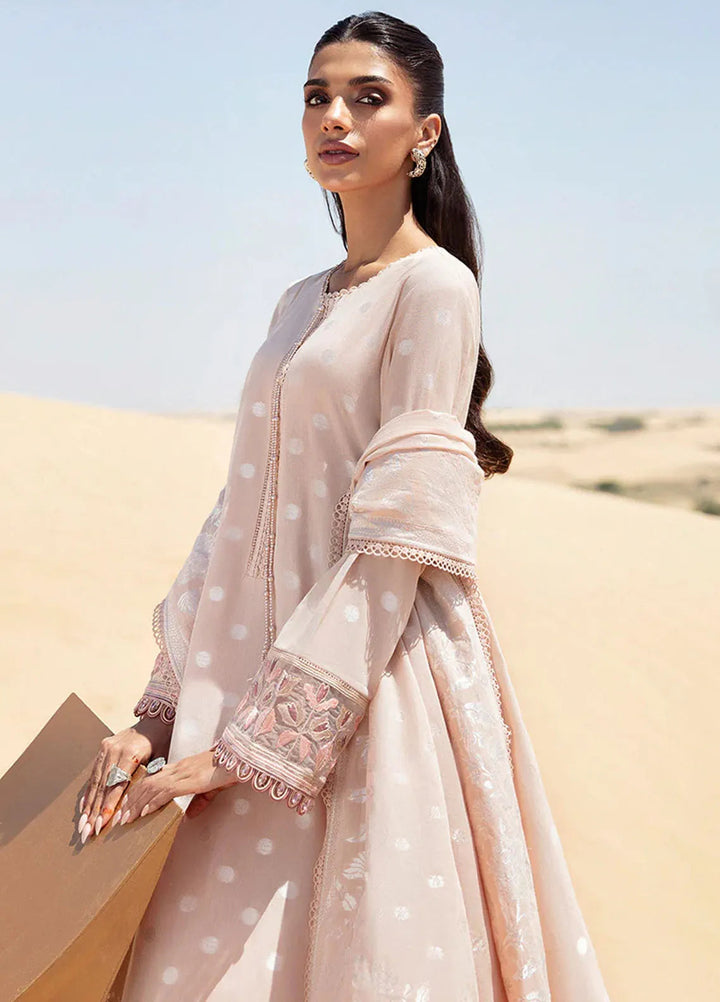 Cross Stitch Embroidered Cotton Jacquard Suit Unstitched 3 Piece CS24EL2  Dusty Rose - Summer Collection