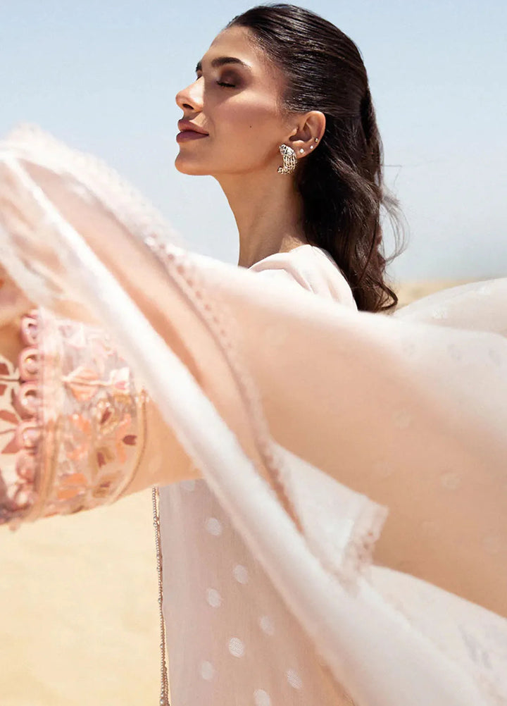 Cross Stitch Embroidered Cotton Jacquard Suit Unstitched 3 Piece CS24EL2  Dusty Rose - Summer Collection