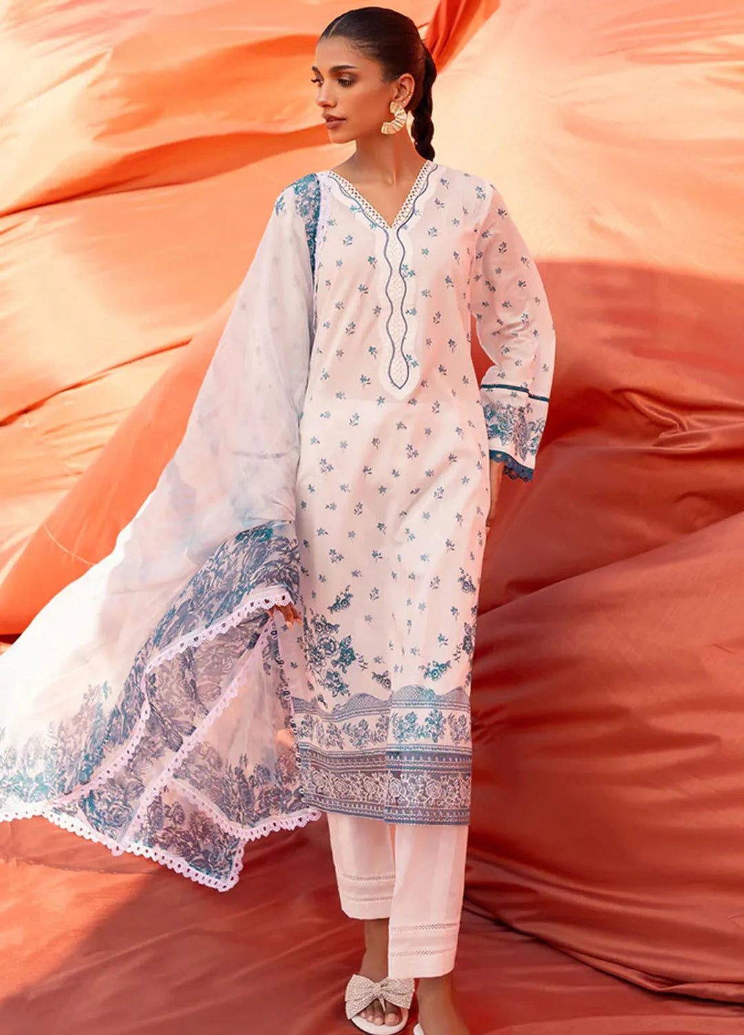 Cross Stitch Embroidered Lawn Suit Unstitched 3 Piece CS24EL2  Floret Vogue - Summer Collection