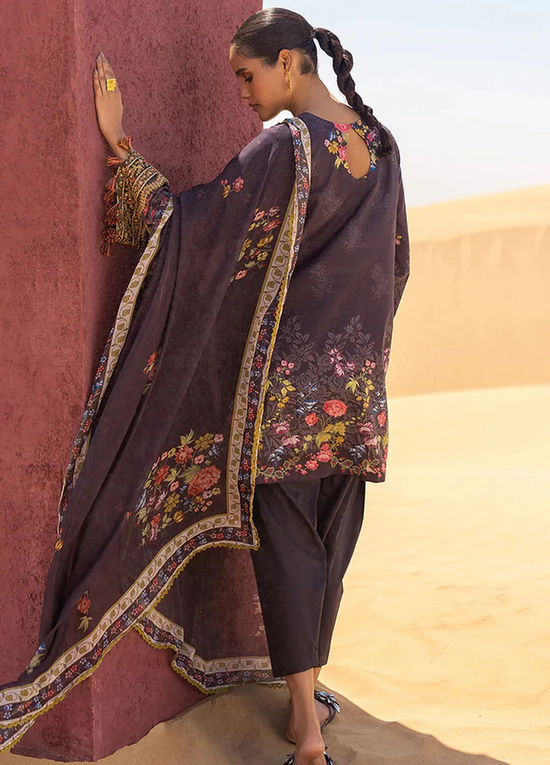 Cross Stitch Embroidered Lawn Suit Unstitched 3 Piece CS24EL2  Gravel Ash - Summer Collection