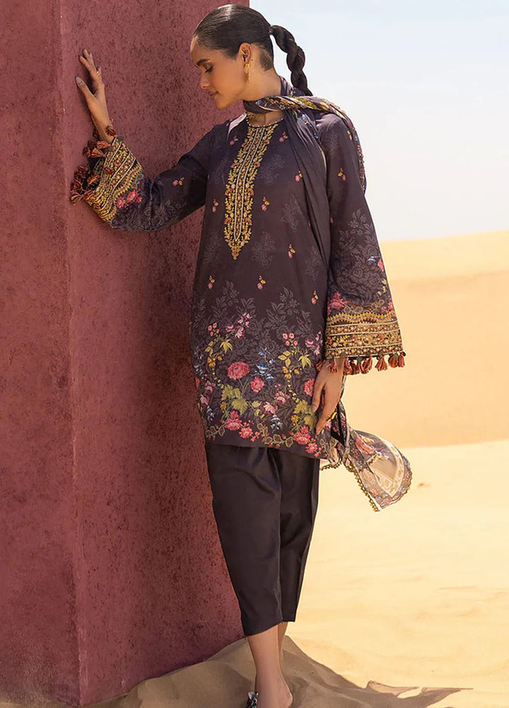 Cross Stitch Embroidered Lawn Suit Unstitched 3 Piece CS24EL2  Gravel Ash - Summer Collection