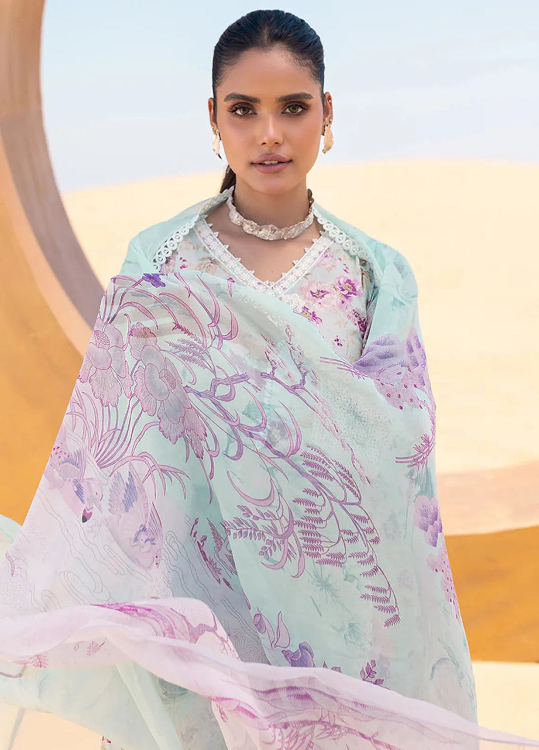 Cross Stitch Embroidered Lawn Suit Unstitched 3 Piece CS24EL2  Grey Mist - Summer Collection