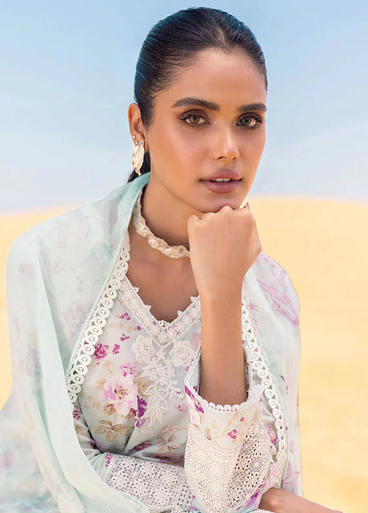 Cross Stitch Embroidered Lawn Suit Unstitched 3 Piece CS24EL2  Grey Mist - Summer Collection