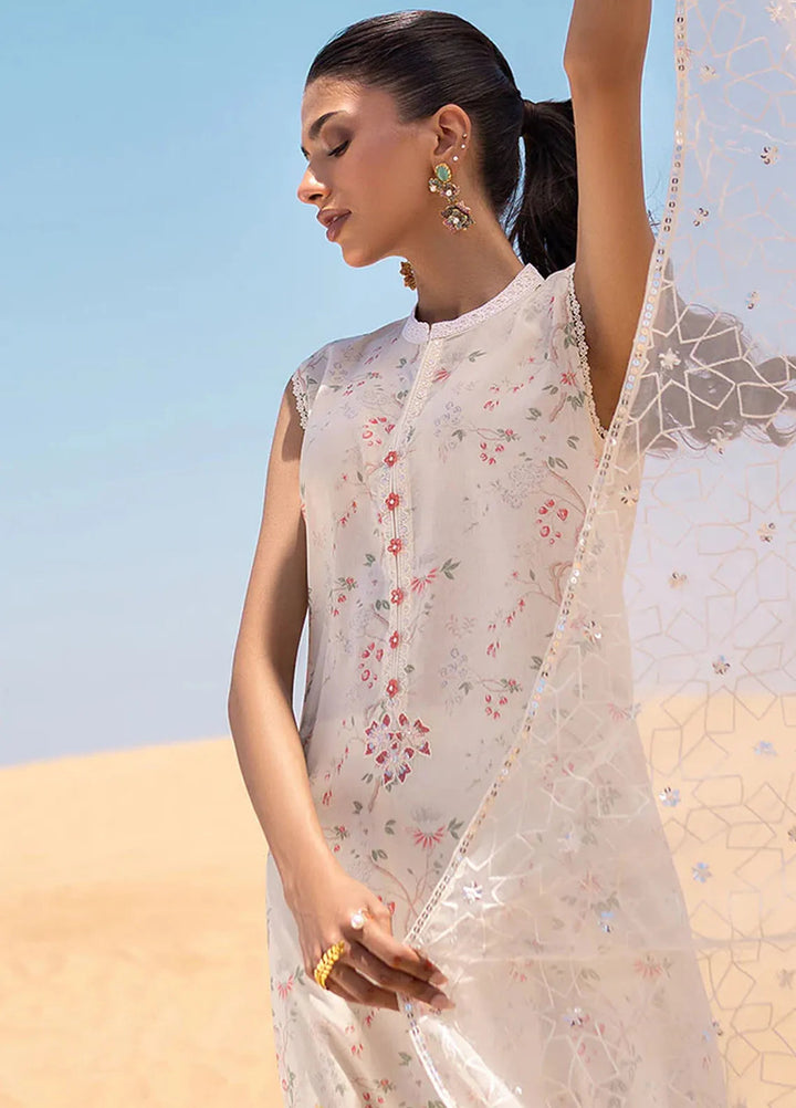 Cross Stitch Embroidered Lawn Suit Unstitched 3 Piece CS24EL2  Ivory Glow - Summer Collection