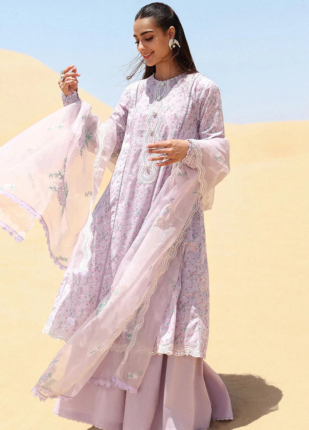 Cross Stitch Embroidered Lawn Suit Unstitched 3 Piece CS24EL2  Lavender Fog - Summer Collection
