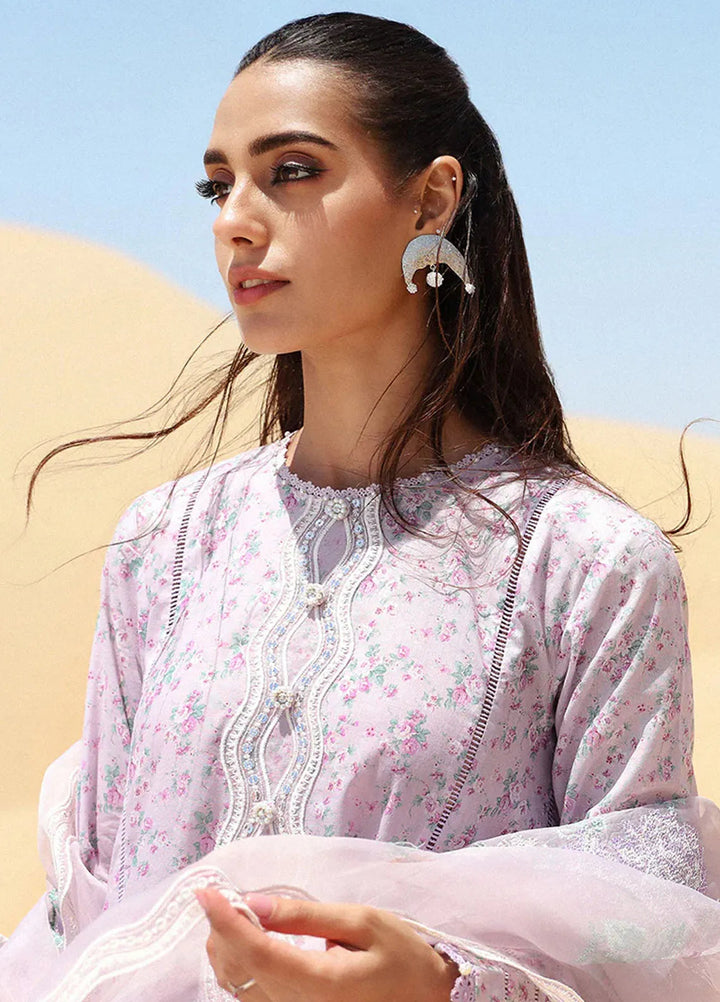 Cross Stitch Embroidered Lawn Suit Unstitched 3 Piece CS24EL2  Lavender Fog - Summer Collection