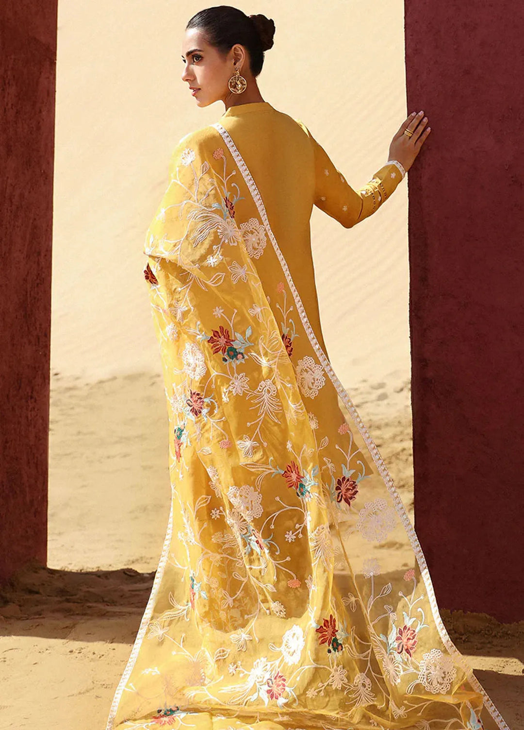 Cross Stitch Embroidered Lawn Suit Unstitched 3 Piece CS24EL2  Maize Ochre - Summer Collection