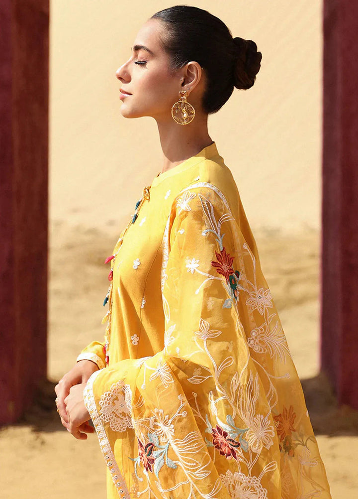 Cross Stitch Embroidered Lawn Suit Unstitched 3 Piece CS24EL2  Maize Ochre - Summer Collection