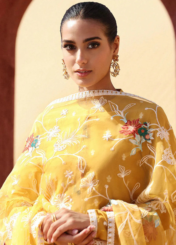 Cross Stitch Embroidered Lawn Suit Unstitched 3 Piece CS24EL2  Maize Ochre - Summer Collection