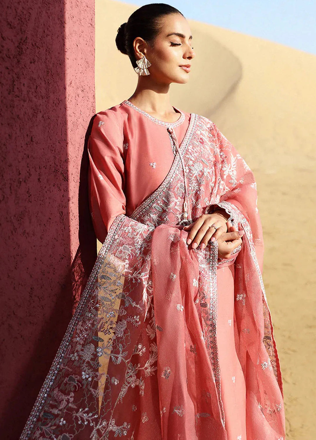 Cross Stitch Embroidered Lawn Suit Unstitched 3 Piece CS24EL2  Mulberry Blush - Summer Collection