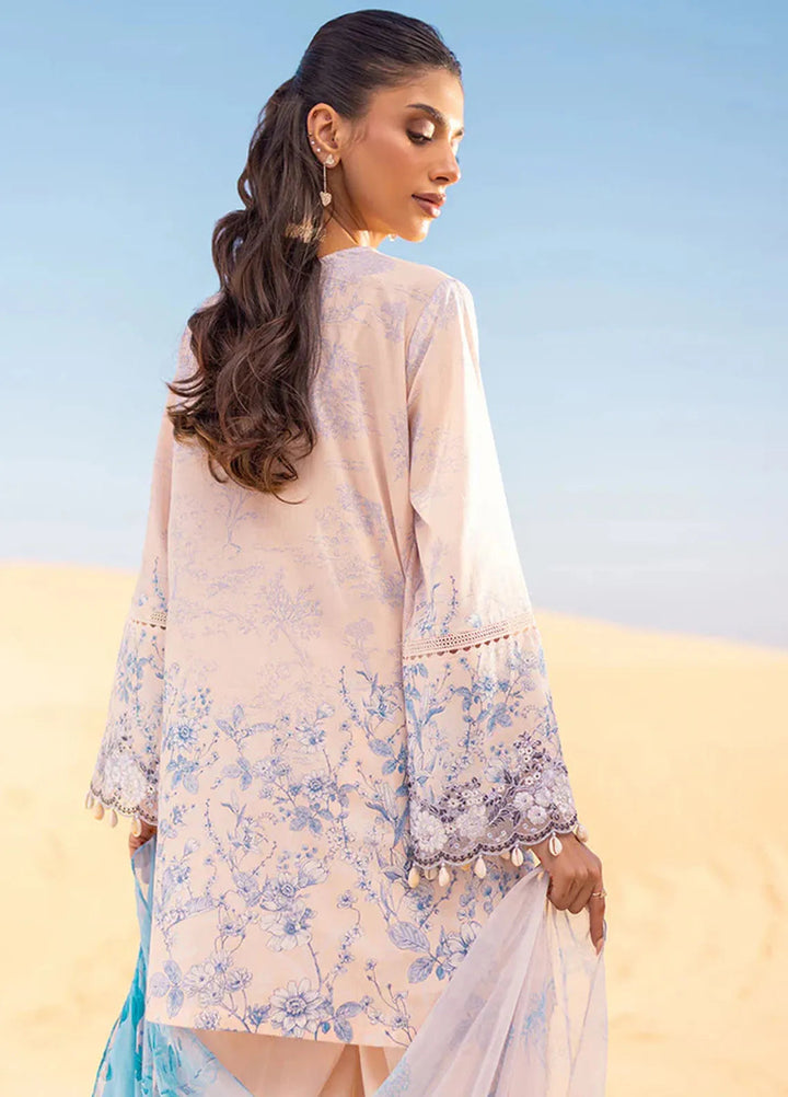 Cross Stitch Embroidered Lawn Suit Unstitched 3 Piece CS24EL2  Peach Dust - Summer Collection