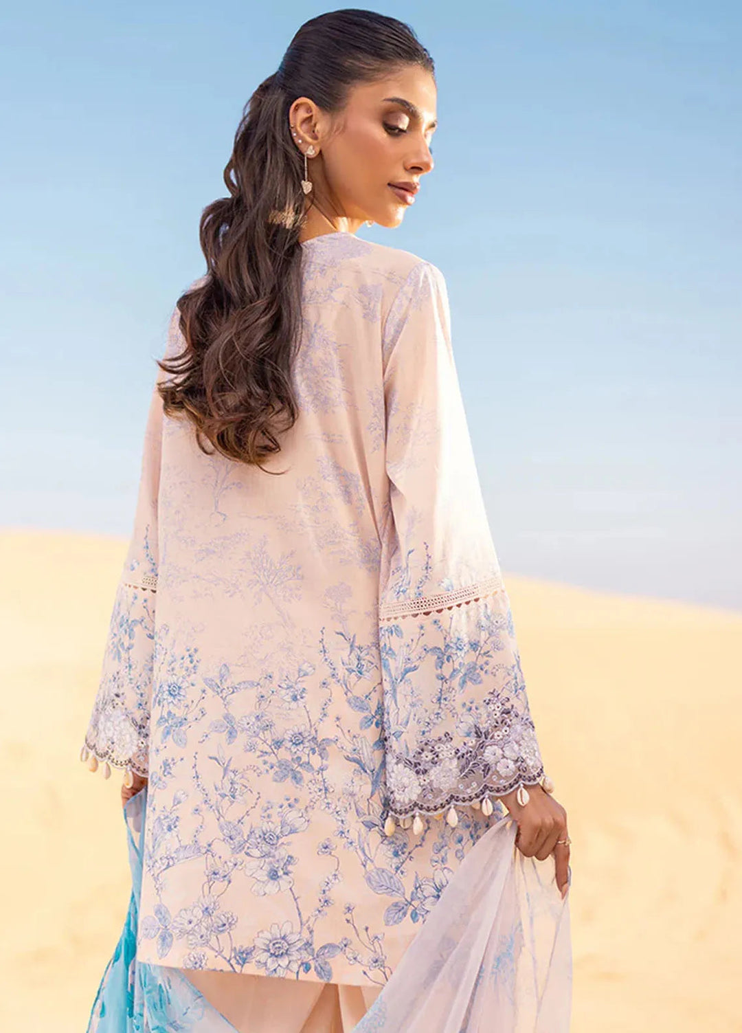 Cross Stitch Embroidered Lawn Suit Unstitched 3 Piece CS24EL2  Peach Dust - Summer Collection