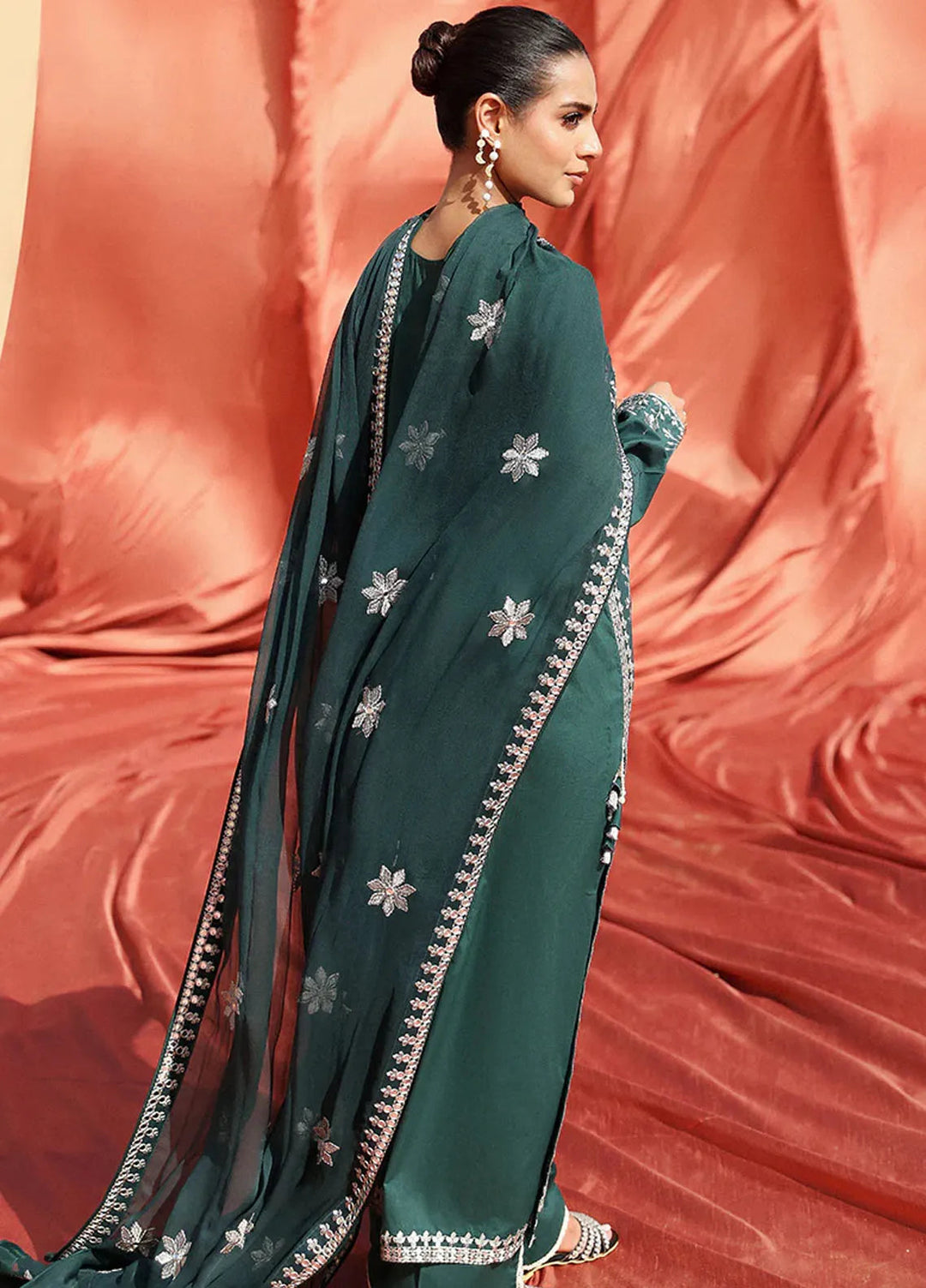 Cross Stitch Embroidered Lawn Suit Unstitched 3 Piece CS24EL2  Pine Cerulean - Summer Collection