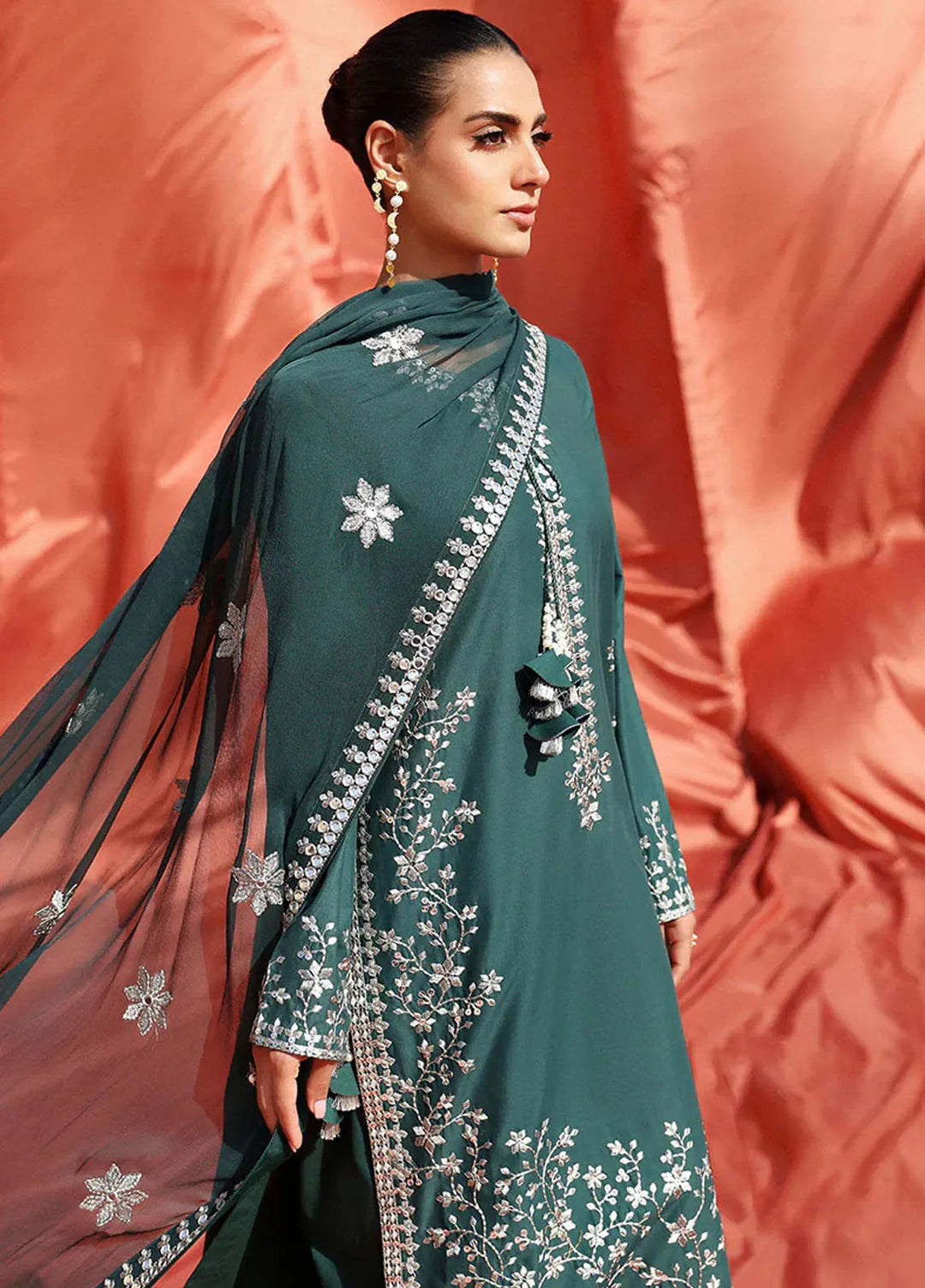 Cross Stitch Embroidered Lawn Suit Unstitched 3 Piece CS24EL2  Pine Cerulean - Summer Collection