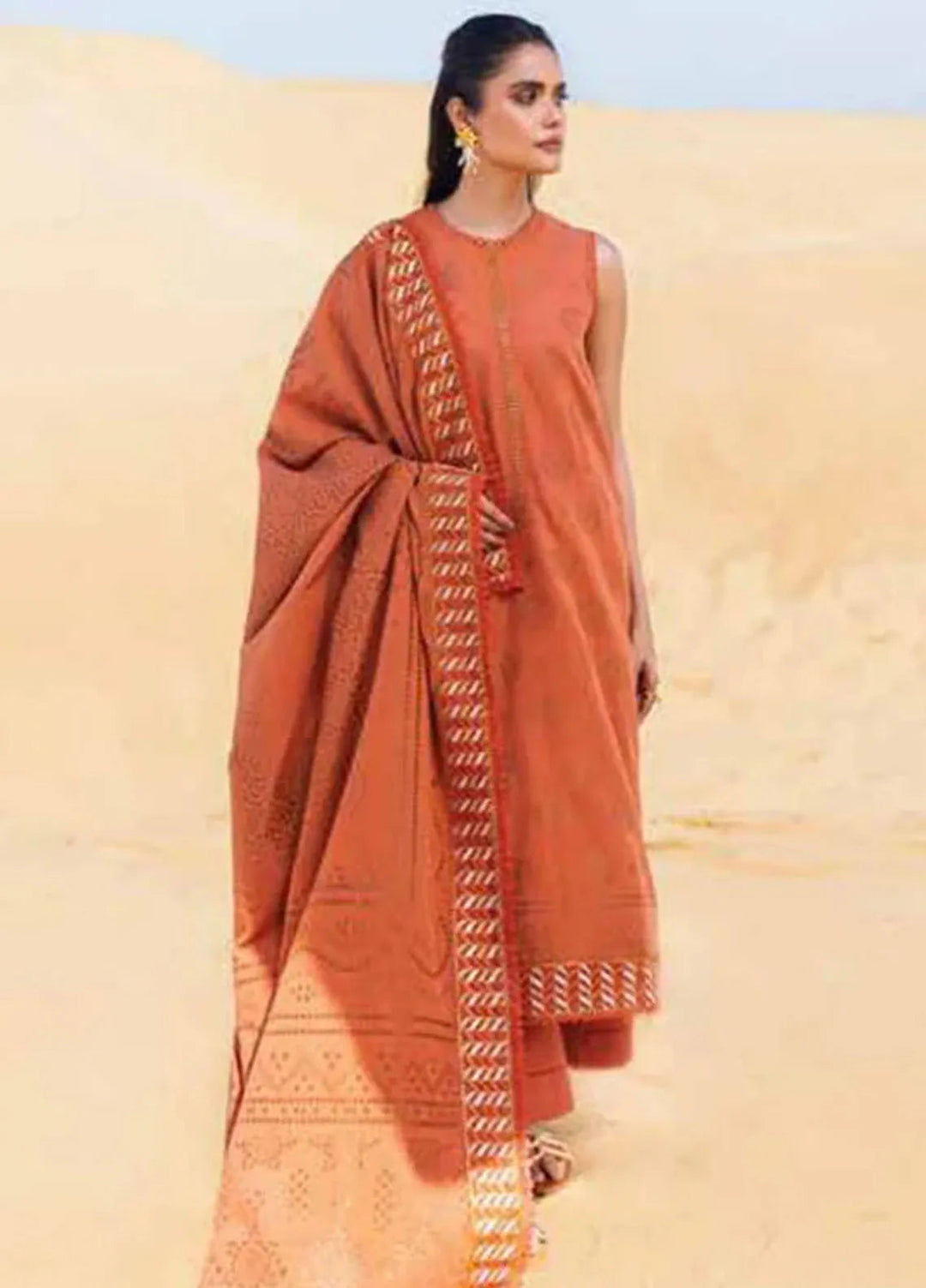 Cross Stitch Embroidered Cotton Jacquard Suit Unstitched 3 Piece CS24EL2  Russet Dusk - Summer Collection