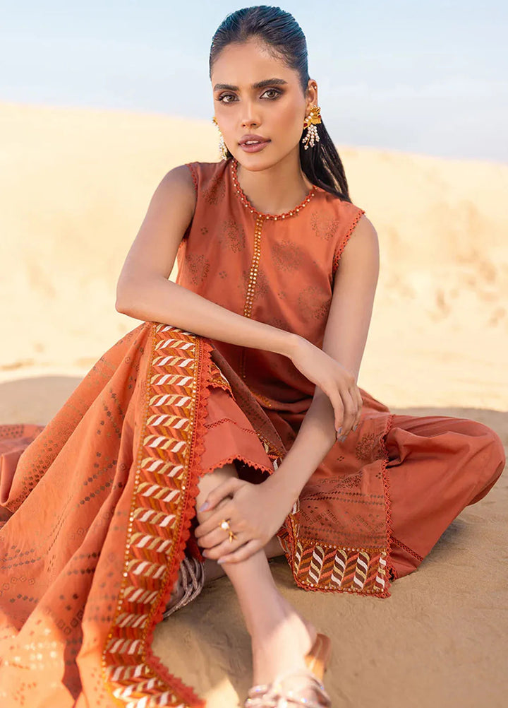 Cross Stitch Embroidered Cotton Jacquard Suit Unstitched 3 Piece CS24EL2  Russet Dusk - Summer Collection