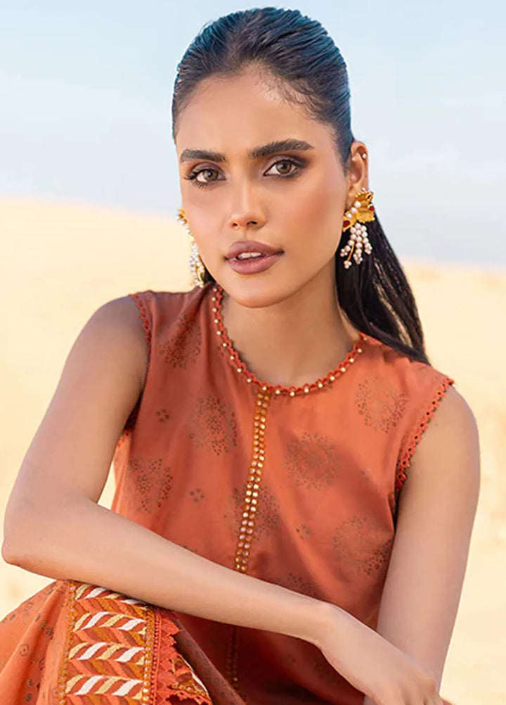 Cross Stitch Embroidered Cotton Jacquard Suit Unstitched 3 Piece CS24EL2  Russet Dusk - Summer Collection