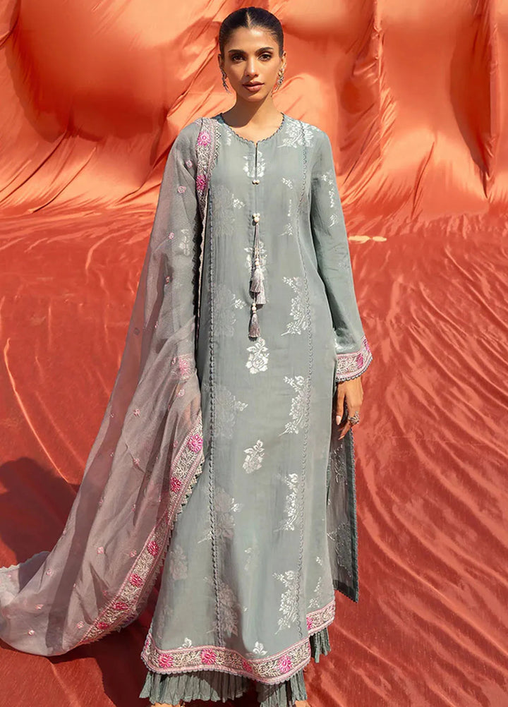 Cross Stitch Embroidered Cotton Jacquard Suit Unstitched 3 Piece CS24EL2  Silver Shine - Summer Collection