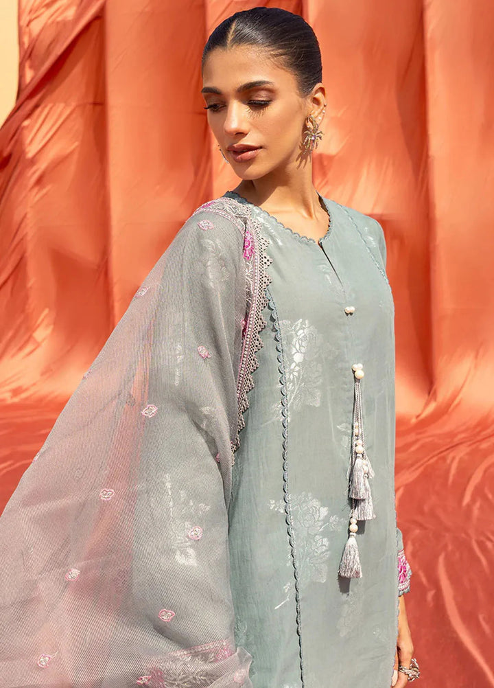Cross Stitch Embroidered Cotton Jacquard Suit Unstitched 3 Piece CS24EL2  Silver Shine - Summer Collection