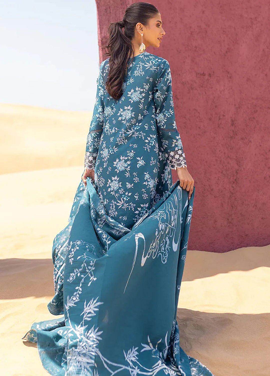 Cross Stitch Embroidered Lawn Suit Unstitched 3 Piece CS24EL2  Teal Serenity - Summer Collection