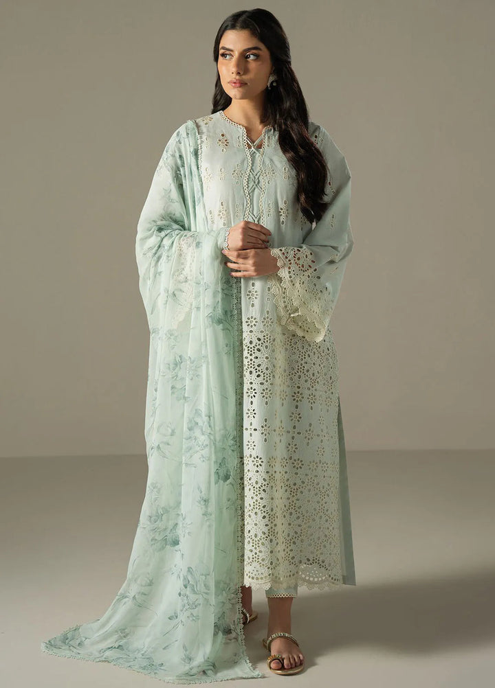 Cross Stitch Embroidered Lawn Suit Unstitched 3 Piece CS25CS Blue Aura - Summer Collection