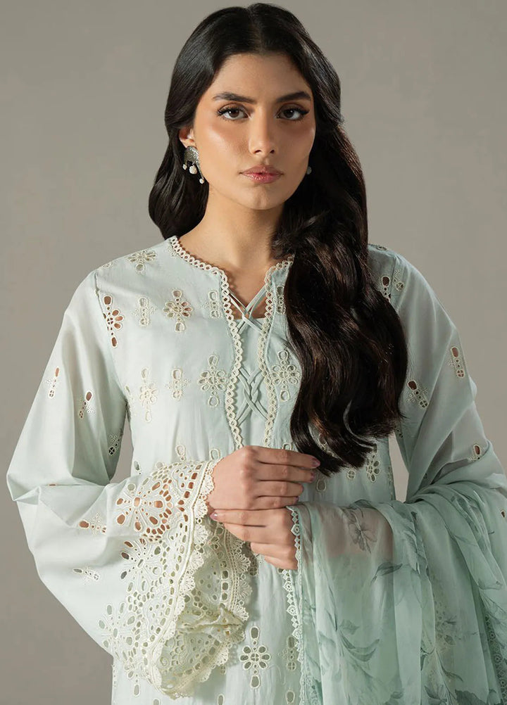 Cross Stitch Embroidered Lawn Suit Unstitched 3 Piece CS25CS Blue Aura - Summer Collection