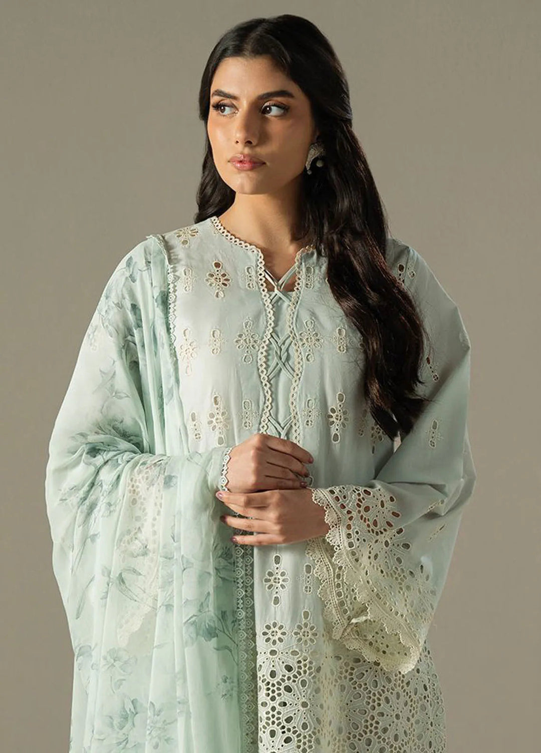 Cross Stitch Embroidered Lawn Suit Unstitched 3 Piece CS25CS Blue Aura - Summer Collection
