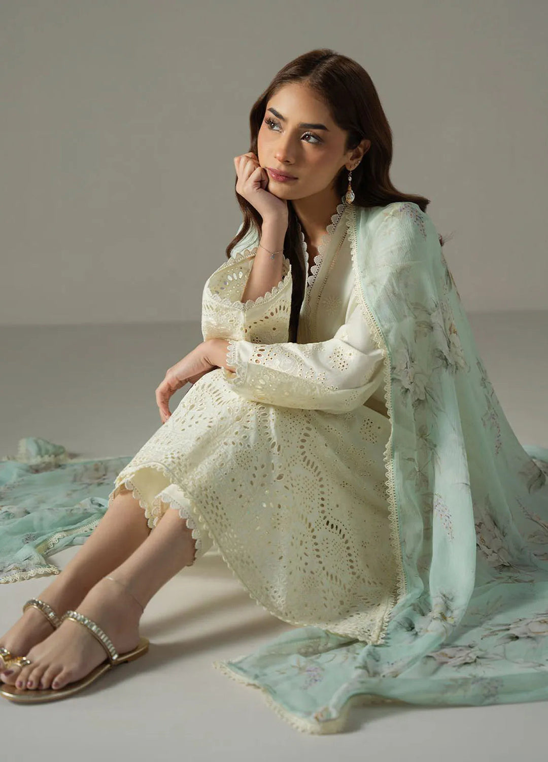 Cross Stitch Embroidered Lawn Suit Unstitched 3 Piece CS25CS Floral Melody - Summer Collection