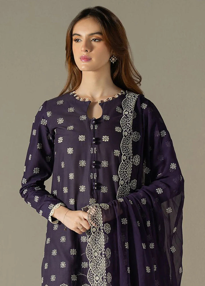 Cross Stitch Embroidered Lawn Suit Unstitched 3 Piece CS25CS Indigo Royal - Summer Collection